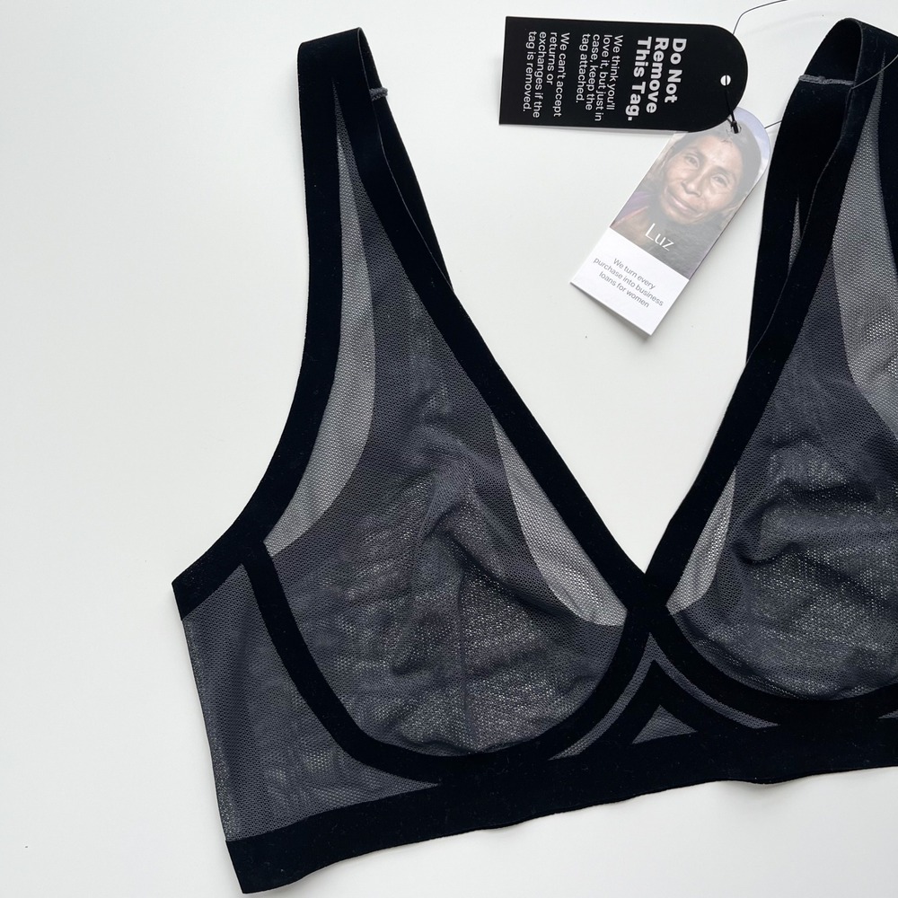 NEW Eby Sheer Mesh Bralette Black Large - Picture 3 of 5